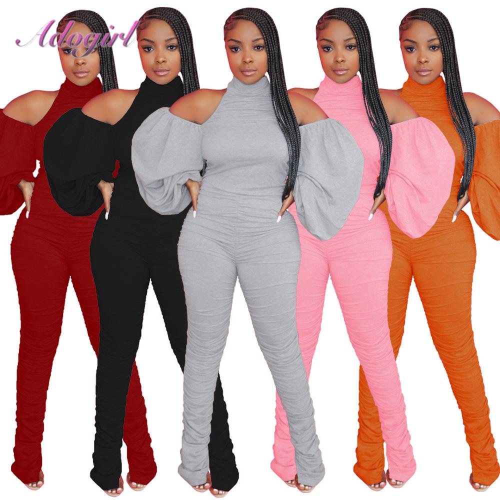 Sexy Halter Puff Long Sleeve Jumpsuit