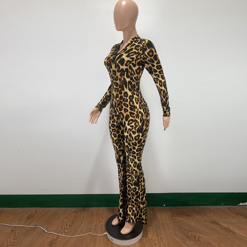 Cheetah Bell Bottom Jumpsuit